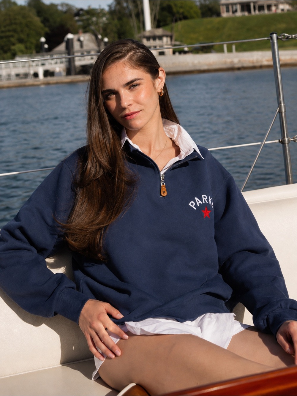 Parke Navy Half-Zip Star Sweatshirt
